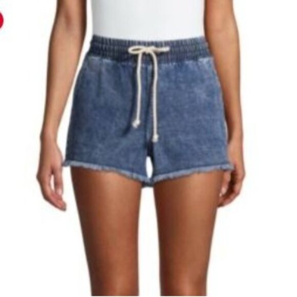 No Boundaries Denim Shorts Womens SIze 3X New Elastic Waist Drawstring Raw Hem - Picture 1 of 10